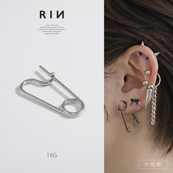 凛 RIN ボディピアス 安全ピン 16G 軟骨 ステンレス 金属アレルギー