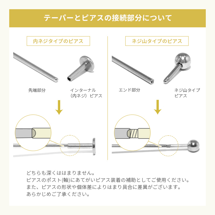 ボディピアス 16G 14G 装着補助 拡張 ピアスホール インサーションテーパー ステンレス 軟骨｜rinrinrin｜08