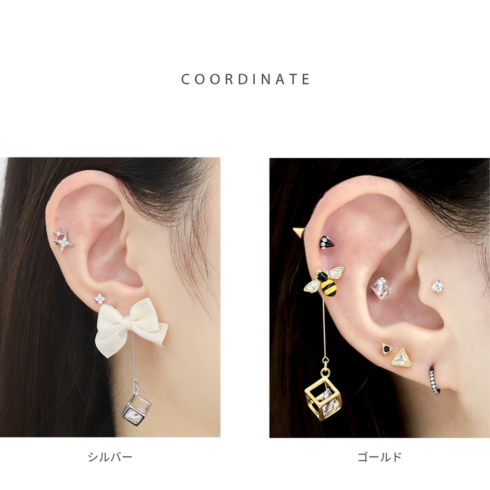 凛 RIN チャーム キラキラ 揺れる 軟骨ピアス 14G かわいい 16G ボディ