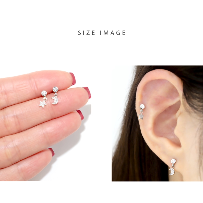 凛 RIN ボディピアス 月 スター 軟骨ピアス 16G ムーン 星 ジュエル