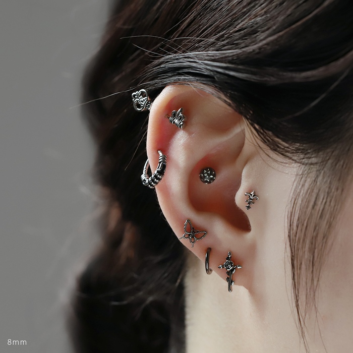 凛 RIN ステンレスピアス 16G シンプル メンズ つけっぱなし 金属