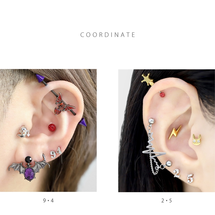 凛 RIN 軟骨ピアス 16G ナンバー ボディピアス 数字 ジュエル