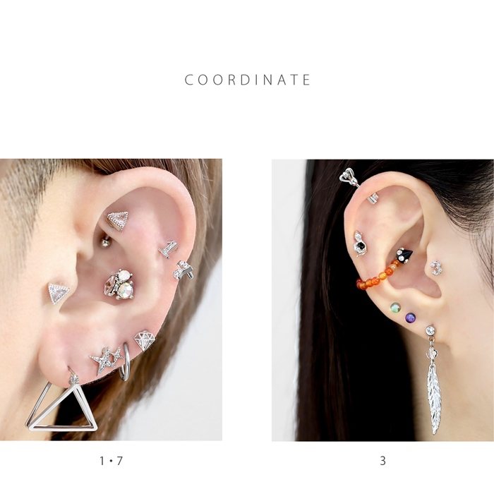 凛 RIN 軟骨ピアス 16G ナンバー ボディピアス 数字 ジュエル