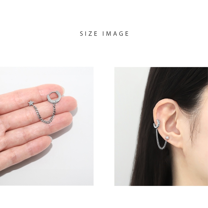 凛 RIN ボディーピアス 星 2連チェーン 16G 軟骨 フープ
