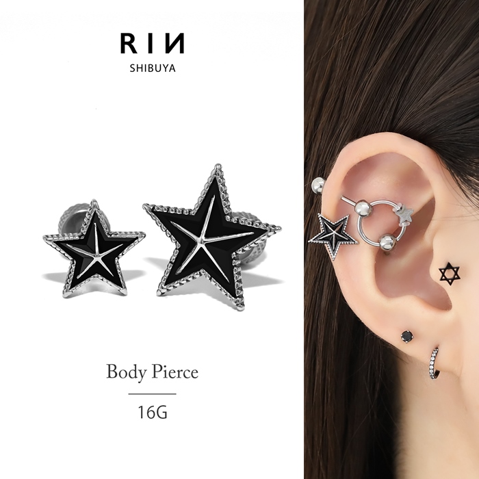 T*T様 STAR JEWELRY 星型ピアス(片耳) セール】星型 スワロフスキー ボディピアス 16G (片耳用