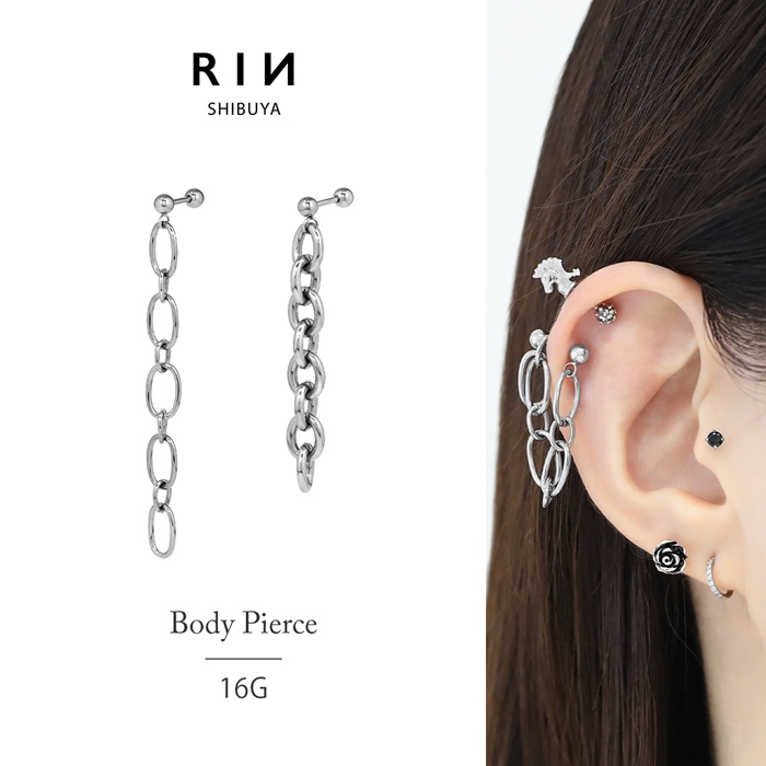 凛 RIN ボディピアス 16G チェーン 鎖 軟骨 スタイリッシュ ストレート