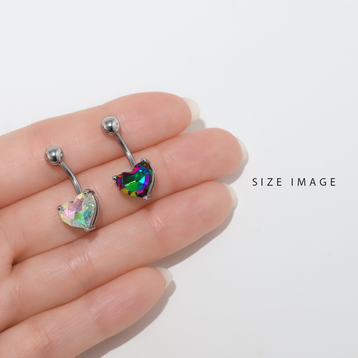 凛 RIN へそピアス かわいい 14G ボディピアス ハート カーブバーベル