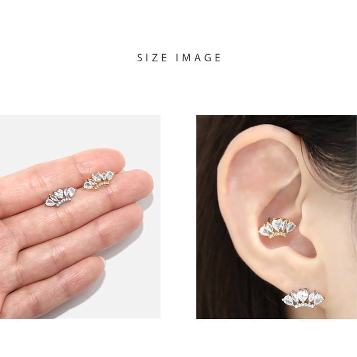 凛 RIN 軟骨ピアス かわいい ボディピアス 16G ジュエル 王冠