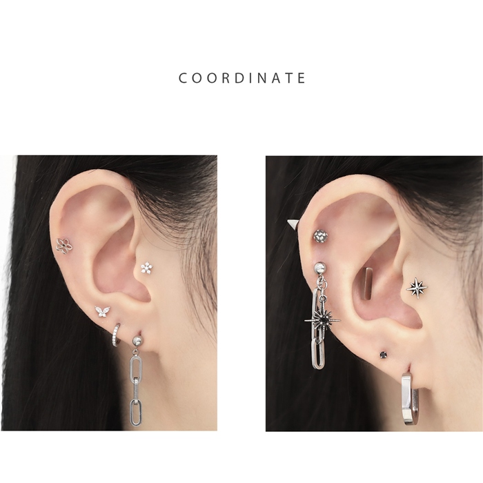 凛 RIN ボディピアス チェーン 軟骨 16G チャーム付き ストレート