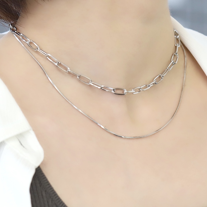 凛 RIN ネックレス 2way レディース 2連 レイヤード クリップ