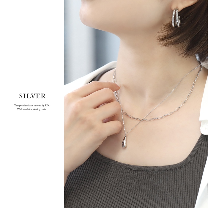 凛 RIN ネックレス 2way レディース 2連 レイヤード 雫 ドロップ 16k