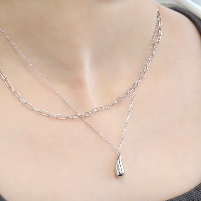 凛 RIN ネックレス 2way レディース 2連 レイヤード 雫 ドロップ 16k