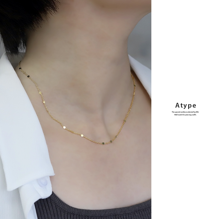 凛 RIN ネックレス レディース シンプル ステーションチェーン 18K