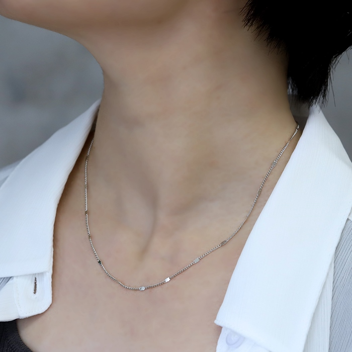 凛 RIN ネックレス レディース シンプル ステーションチェーン 18K