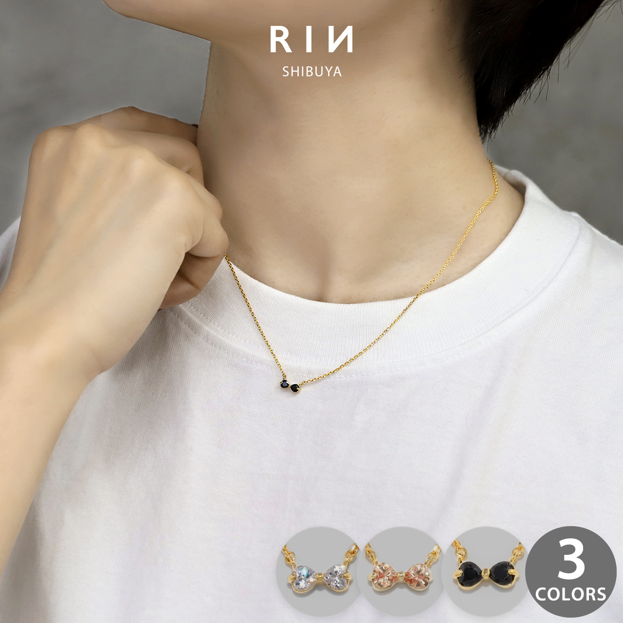 凛 RIN ネックレス レディース リボン 可愛い キラキラ 上品 キレイ 