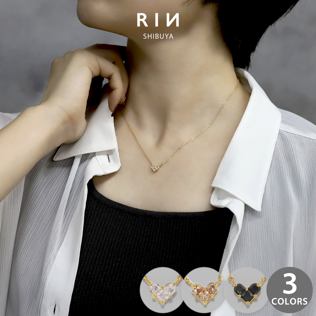 凛 RIN ネックレス キラキラ レディース ハート 可愛い ゴールド