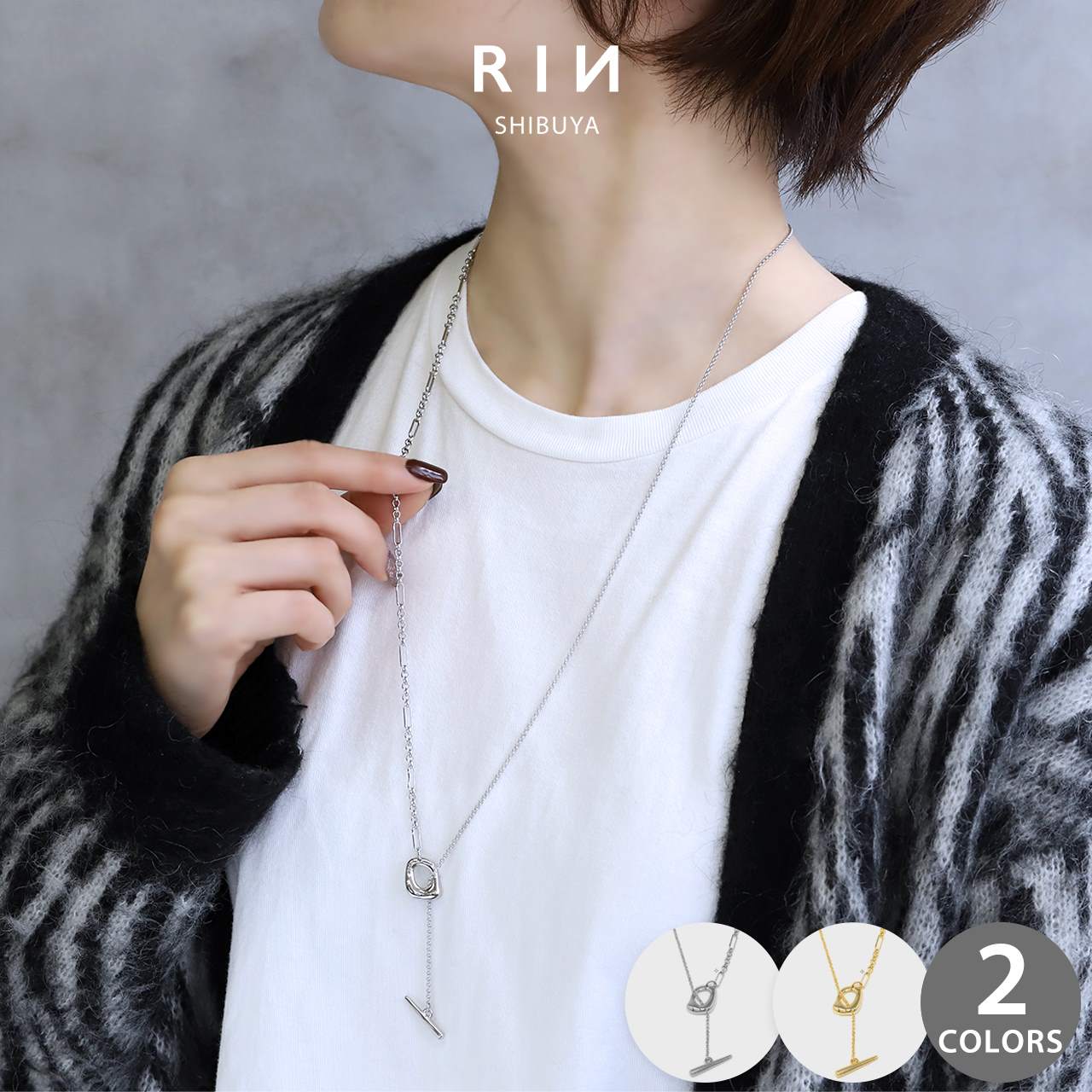 凛 RIN ネックレス レディース ロング 18Kコーティング 18金 Y字