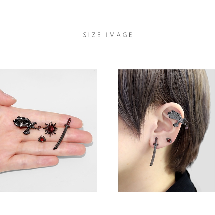 凛 RIN キャッチ 14G 12G ボディピアス 目玉 太陽 日本刀 烏 和風