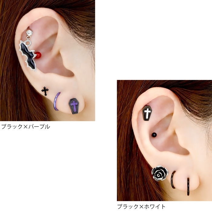 凛 RIN キャッチ ボディピアス クロス 14G 16G 18G 12G 十字架