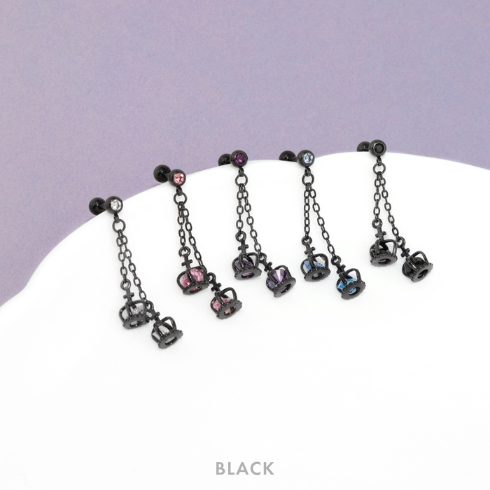 凛 RIN ボディピアス 王冠 2連チェーン 14G 16G 軟骨 クラウン