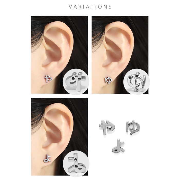 軟骨ピアス 16G ボディピアス ひらがな 文字 イニシャル サージカルステンレス 金属アレルギー対応 片耳用 | 凛 RIN | 60