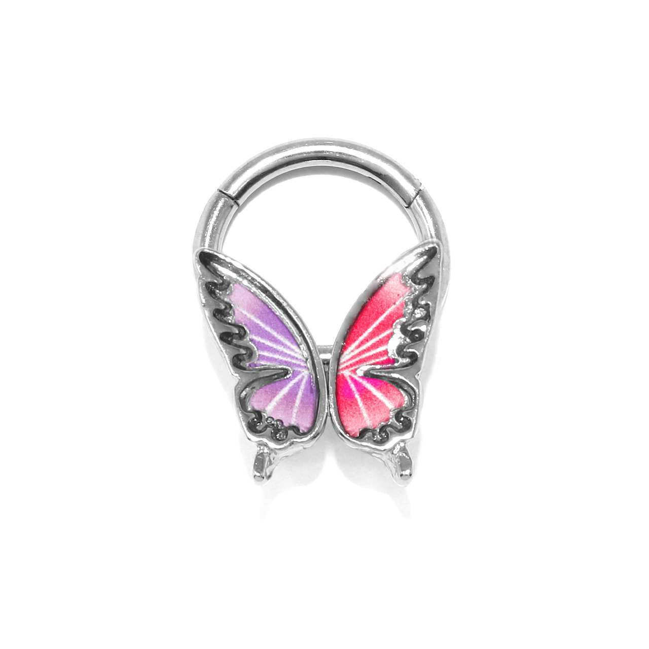 軟骨ピアス 16G 18G ボディピアス 蝶々 蝶 バタフライ フープ リング ループ サージカルステンレス 片耳用 | 凛 RIN | 14