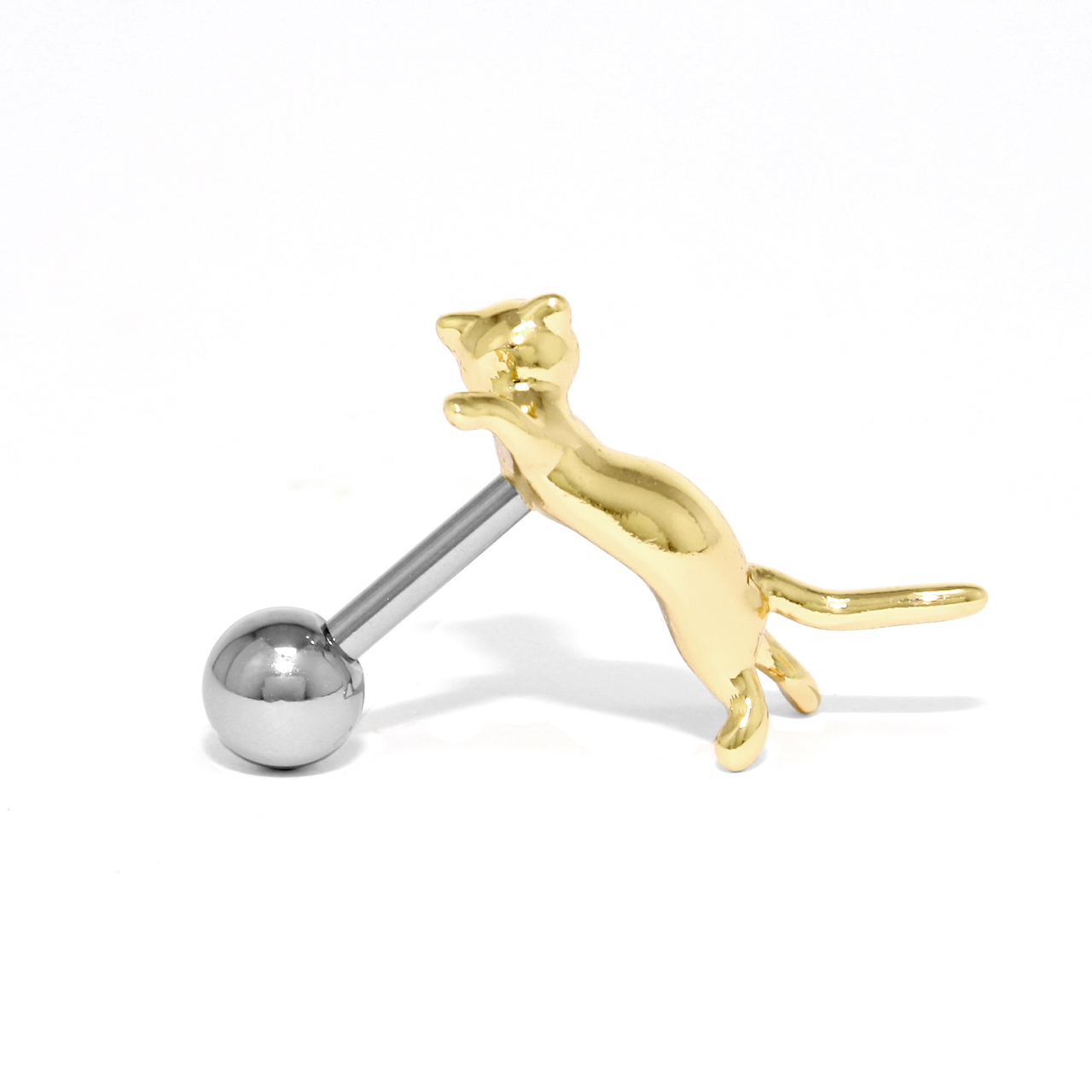 軟骨ピアス 16G ボディピアス ネコ 猫 ねこ かわいい アンテナヘリックス イベント ストレートバーベル ピアス サージカルステンレス 片耳用 | 凛 RIN | 07