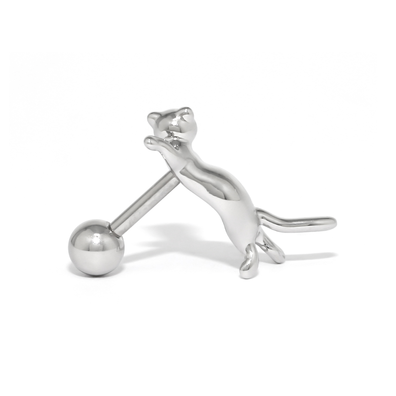 軟骨ピアス 16G ボディピアス ネコ 猫 ねこ かわいい アンテナヘリックス イベント ストレートバーベル ピアス サージカルステンレス 片耳用 | 凛 RIN | 03