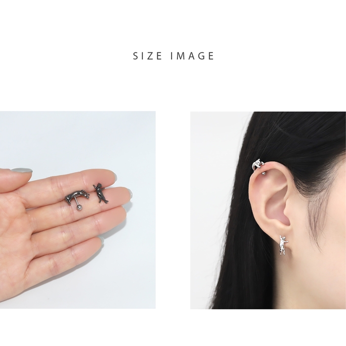 軟骨ピアス 16G ボディピアス ネコ 猫 ねこ かわいい アンテナヘリックス イベント ストレートバーベル ピアス サージカルステンレス 片耳用 | 凛 RIN | 15