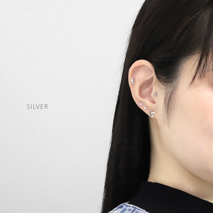 軟骨ピアス 16G ボディピアス 花 フラワー 上品 ストレートバーベル サージカルステンレス 片耳用 | 凛 RIN | 06