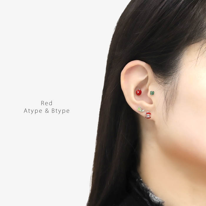 軟骨ピアス 16G りんご 青りんご ジュエル リンゴ アップル 林檎