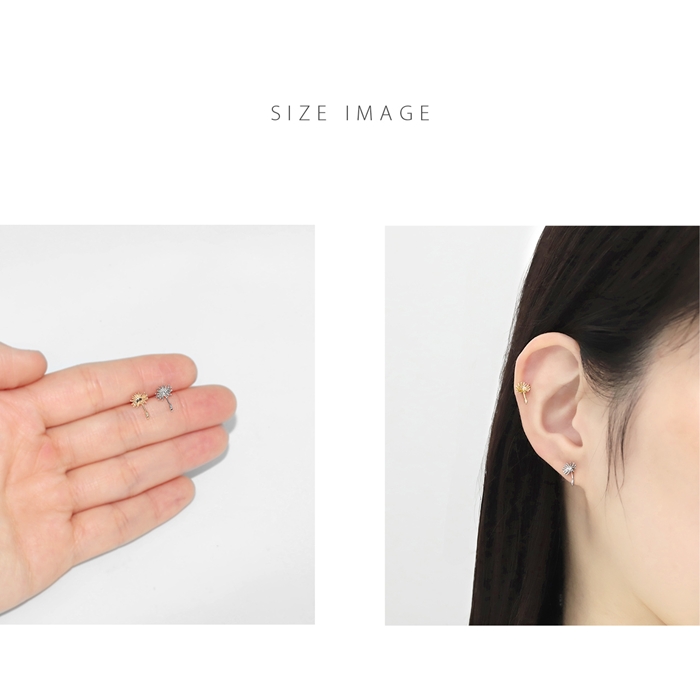 軟骨ピアス 16G ボディピアス たんぽぽ タンポポ 綿毛 花 はな フラワー かわいい ストレートバーベル ピアス サージカルステンレス 片耳用 | 凛 RIN | 07