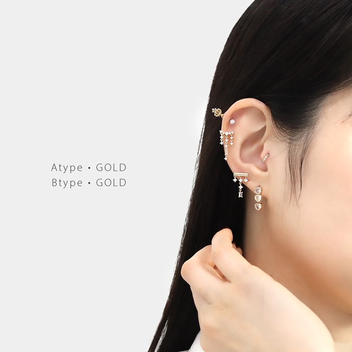 軟骨ピアス 16G ボディピアス ジュエル ドレープ 上品 揺れる チェーン サージカルステンレス 片耳用 | 凛 RIN | 07