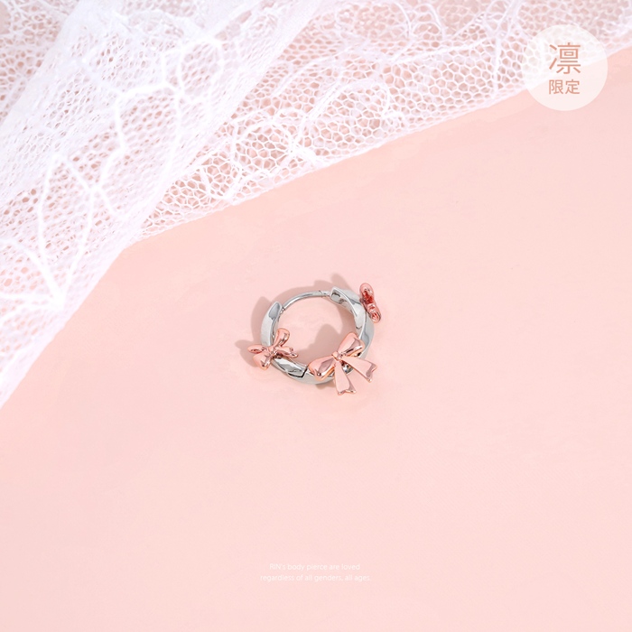 軟骨ピアス 18G ボディピアス リボン りぼん フープ バレエコア セグメントリング サージカルステンレス 片耳用 | 凛 RIN | 03
