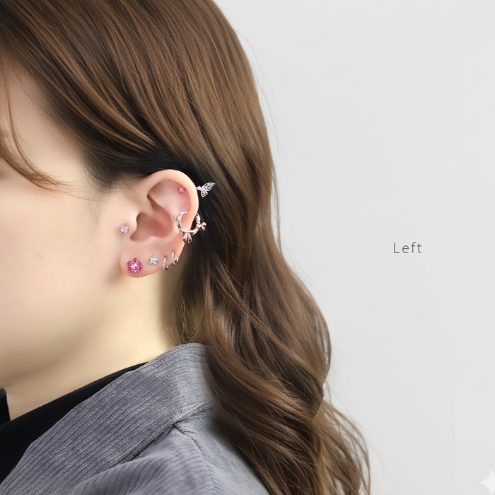 軟骨ピアス 18G ボディピアス リボン りぼん フープ バレエコア セグメントリング サージカルステンレス 片耳用 | 凛 RIN | 05