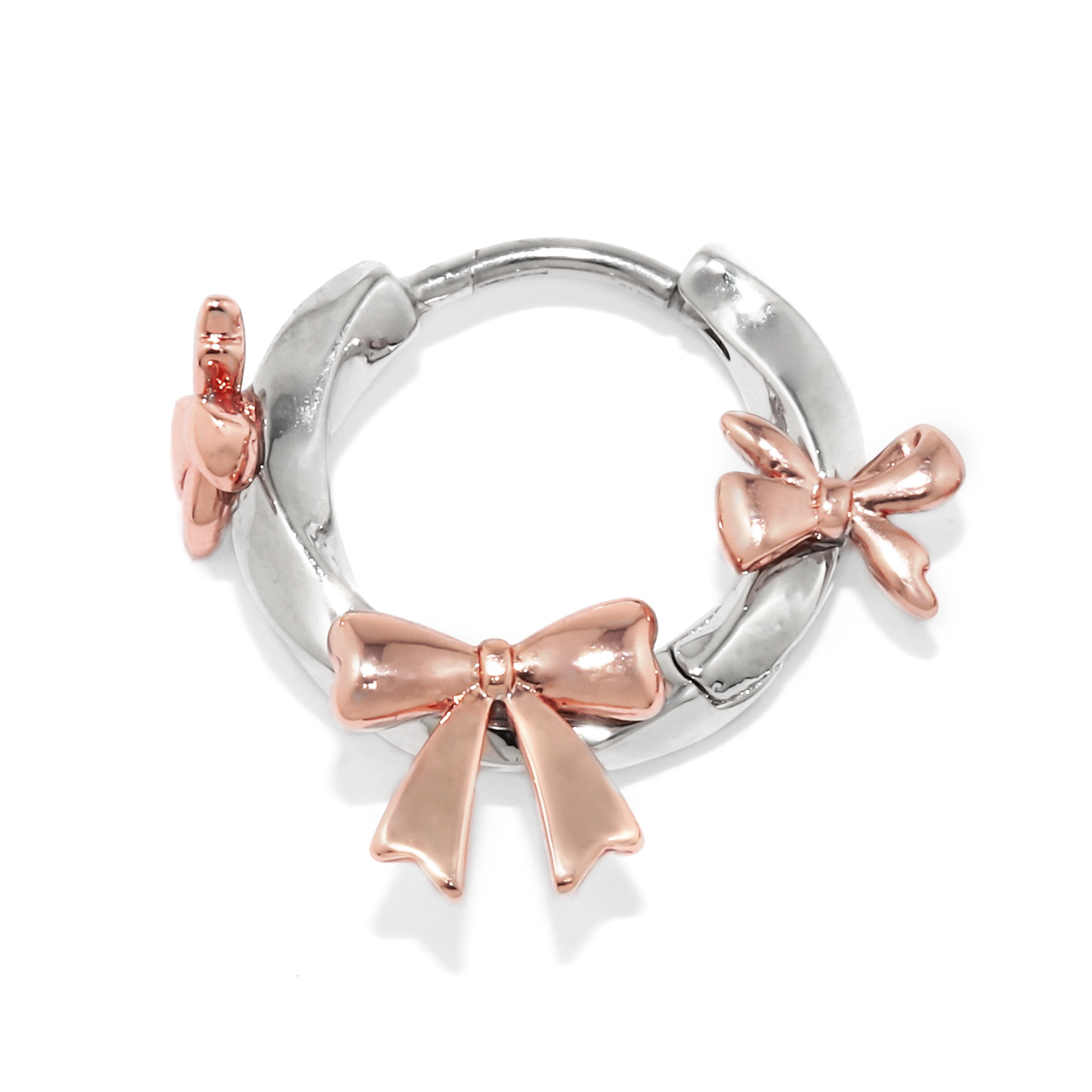 軟骨ピアス 18G ボディピアス リボン りぼん フープ バレエコア セグメントリング サージカルステンレス 片耳用 | 凛 RIN | 02