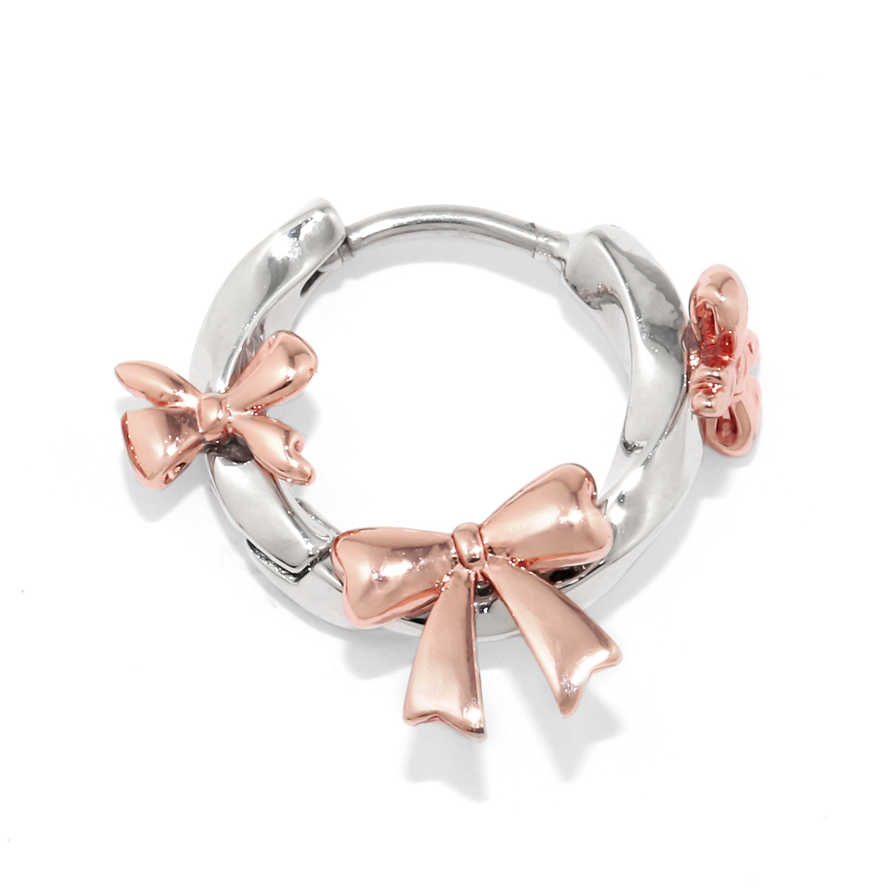 軟骨ピアス 18G ボディピアス リボン りぼん フープ バレエコア セグメントリング サージカルステンレス 片耳用 | 凛 RIN | 01