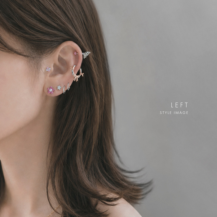 軟骨ピアス 18G ボディピアス リボン りぼん フープ シンプル バレエコア キャッチレス セグメントリング ピアス サージカルステンレス 耳 耳たぶ 片耳用 | 凛 RIN | 08