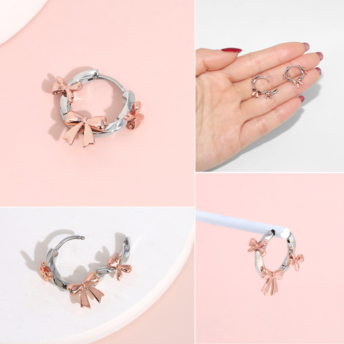 軟骨ピアス 18G ボディピアス リボン りぼん フープ シンプル バレエコア キャッチレス セグメントリング ピアス サージカルステンレス 耳 耳たぶ 片耳用 | 凛 RIN | 10
