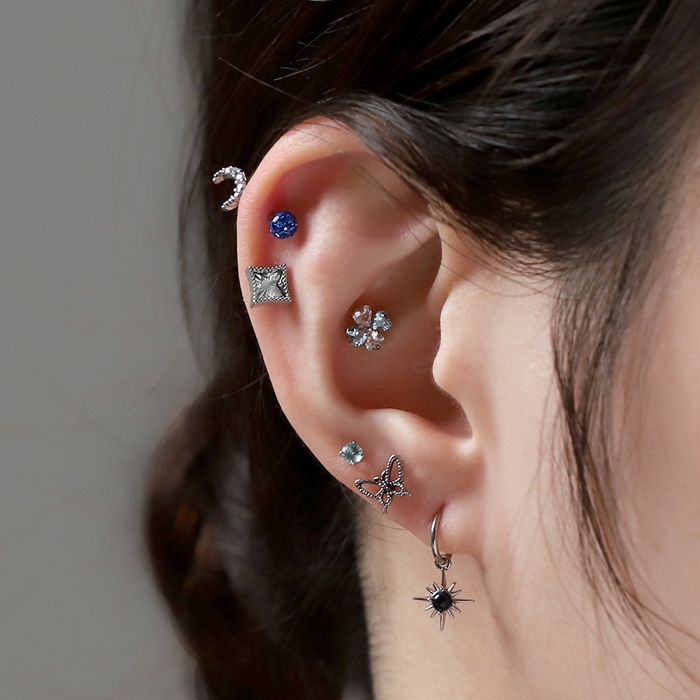 軟骨ピアス 16G ボディピアス スクエア 四角 シンプル スタイリッシュ ストレートバーベル サージカルステンレス 片耳用 | 凛 RIN | 07