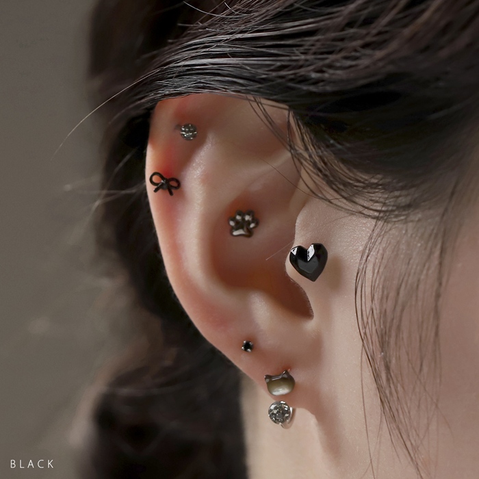 凛 RIN 軟骨ピアス 16G ボディピアス ハート ポリゴン スタイリッシュ