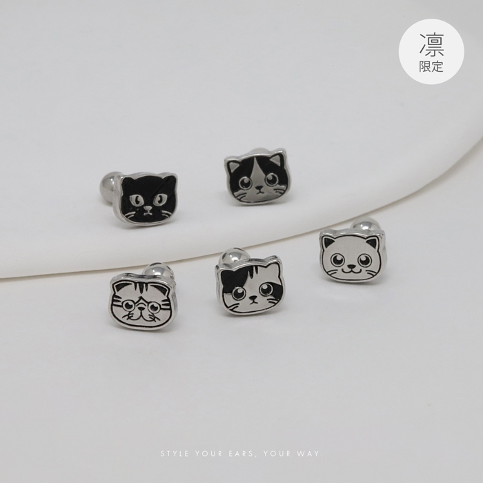 凛 RIN 軟骨ピアス 16G ボディピアス 猫 ねこ ネコ 金属アレルギー対応