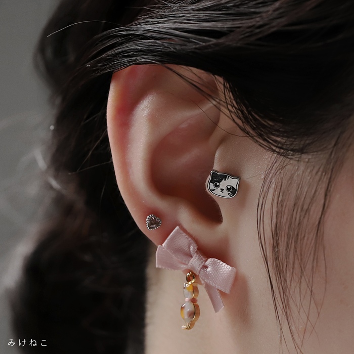 凛 RIN 軟骨ピアス 16G ボディピアス 猫 ねこ ネコ 金属アレルギー対応