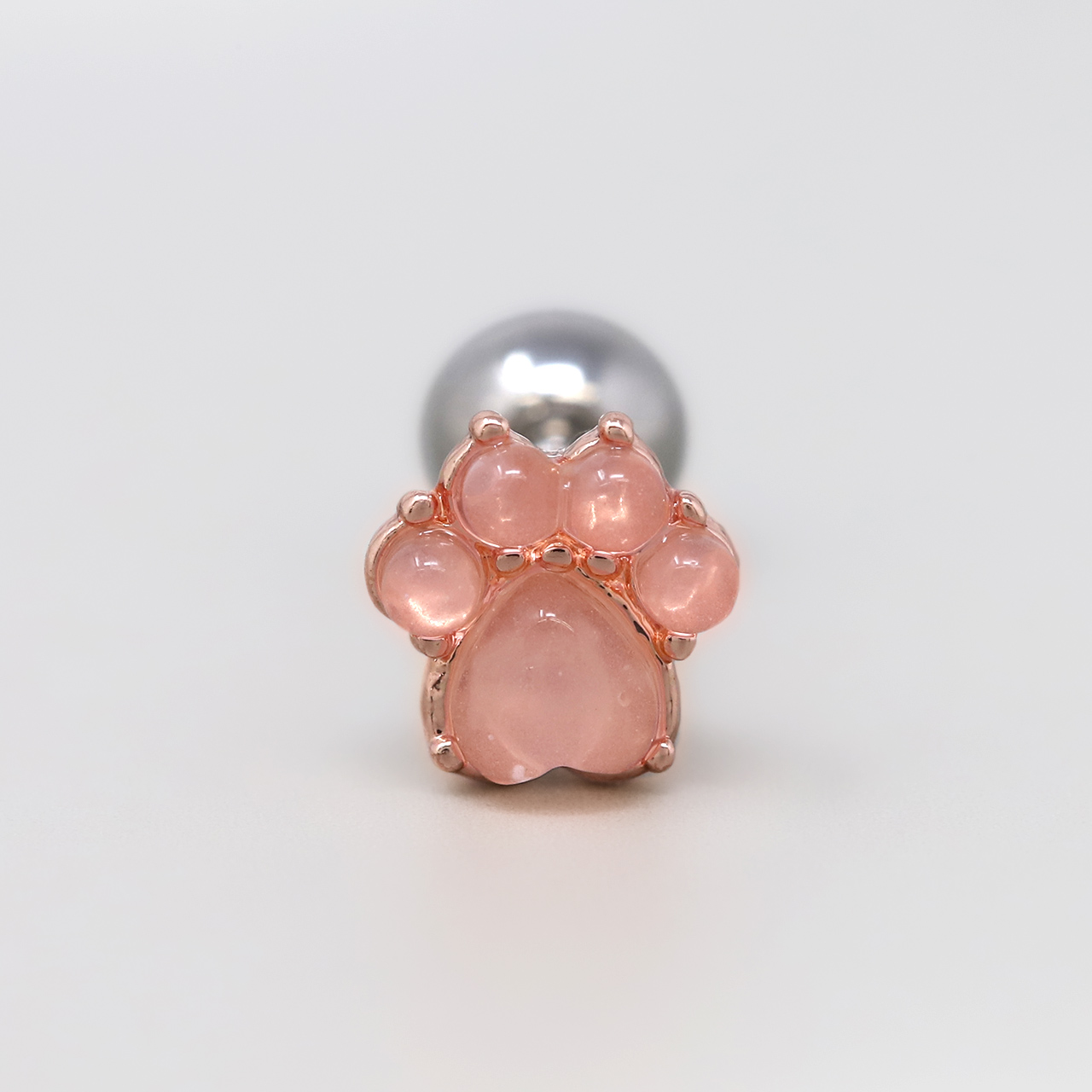 軟骨ピアス 16G ボディピアス 肉球 ジュエル 動物 アニマル 犬 猫 イヌ ネコ 足跡 paw ストレートバーベル ピアス サージカルステンレス 耳 耳たぶ 片耳用 | 凛 RIN | 05