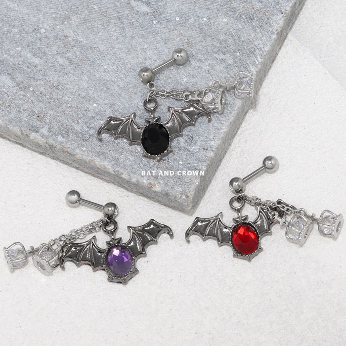 凛 RIN ボディピアス 16G 軟骨ピアス カスタムセット コウモリ