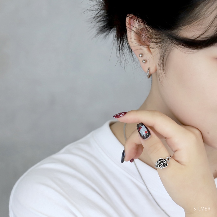 指輪 リング 12号〜16号サイズ アンティーク調 ローズ 薔薇モチーフ バラ スタイリッシュ シルバー ゴールド フリーサイズリング | 凛 RIN | 04