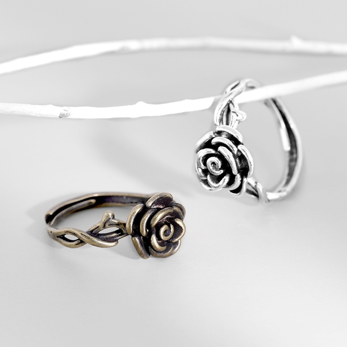 指輪 リング 12号〜16号サイズ アンティーク調 ローズ 薔薇モチーフ バラ スタイリッシュ シルバー ゴールド フリーサイズリング | 凛 RIN | 06