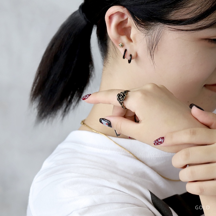 指輪 リング 12号〜16号サイズ アンティーク調 ローズ 薔薇モチーフ バラ スタイリッシュ シルバー ゴールド フリーサイズリング | 凛 RIN | 07