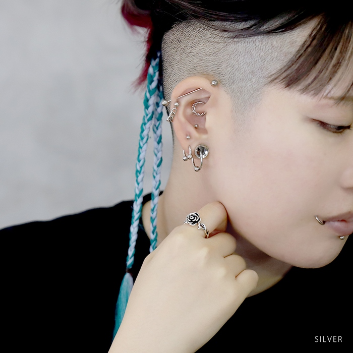 指輪 リング 12号〜16号サイズ アンティーク調 ローズ 薔薇モチーフ バラ スタイリッシュ シルバー ゴールド フリーサイズリング | 凛 RIN | 09