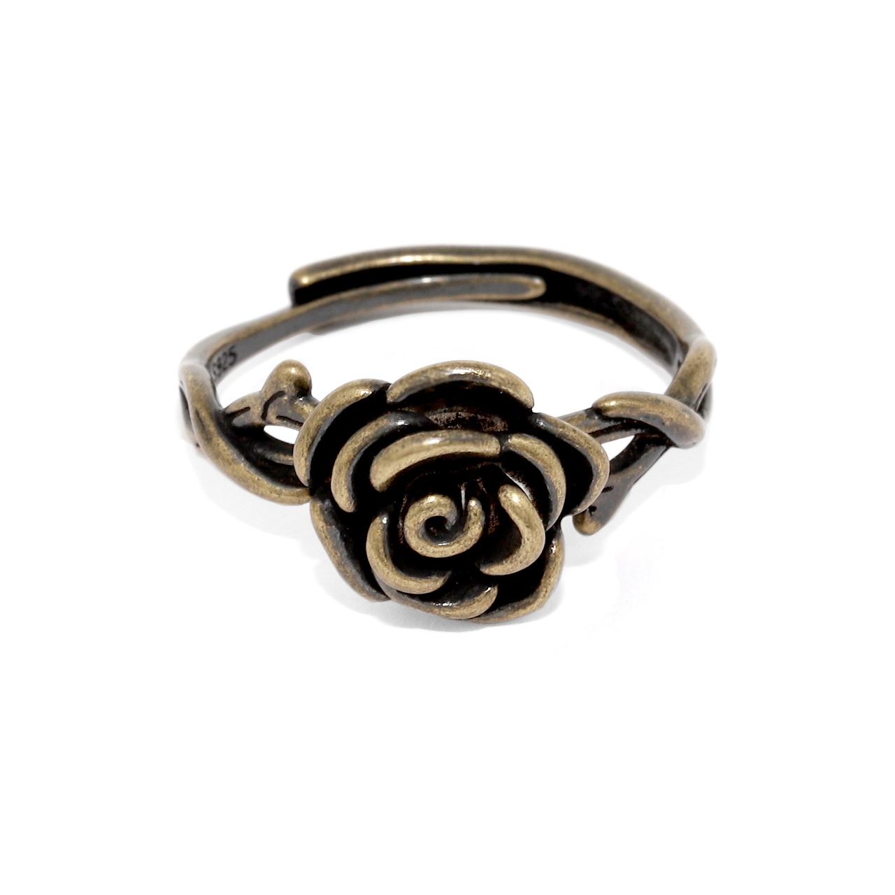 指輪 リング 12号〜16号サイズ アンティーク調 ローズ 薔薇モチーフ バラ スタイリッシュ シルバー ゴールド フリーサイズリング | 凛 RIN | 02